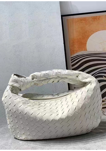 Dina Medium Knotted Intrecciato Leather Tote Cream