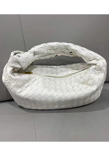 Dina Medium Knotted Intrecciato Leather Tote Cream