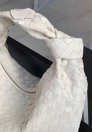 Dina Medium Knotted Intrecciato Leather Tote Cream
