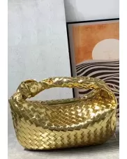 Dina Medium Knotted Intrecciato Leather Tote Gold