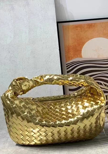 Dina Medium Knotted Intrecciato Leather Tote Gold