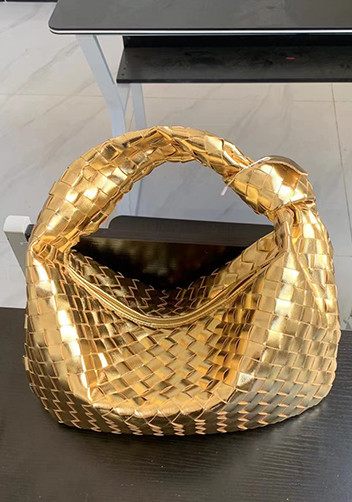 Dina Medium Knotted Intrecciato Leather Tote Gold
