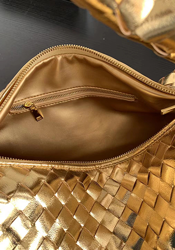 Dina Medium Knotted Intrecciato Leather Tote Gold