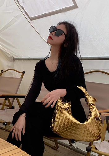 Dina Medium Knotted Intrecciato Leather Tote Gold
