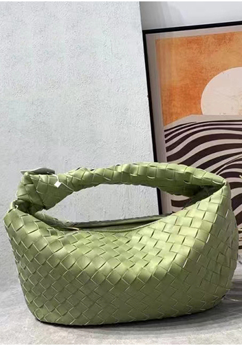 Dina Medium Knotted Intrecciato Leather Tote Green