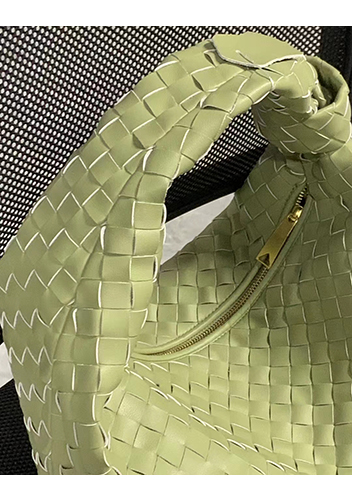 Dina Medium Knotted Intrecciato Leather Tote Green