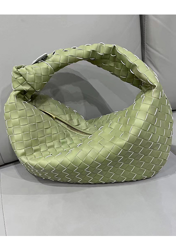Dina Medium Knotted Intrecciato Leather Tote Green