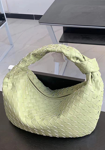 Dina Medium Knotted Intrecciato Leather Tote Green