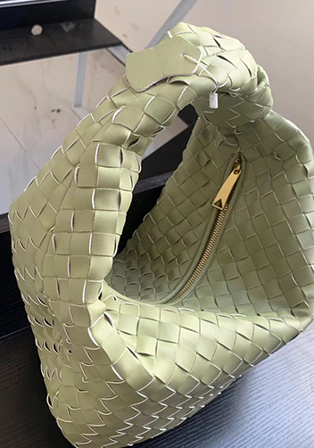 Dina Medium Knotted Intrecciato Leather Tote Green