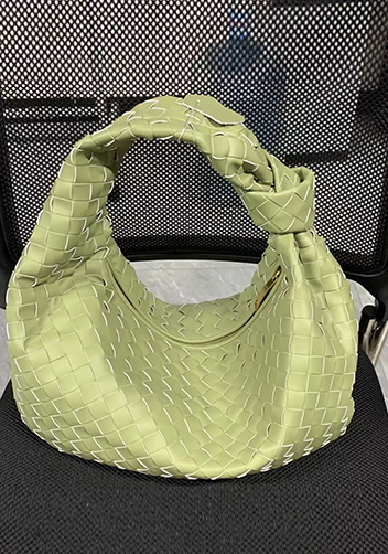 Dina Medium Knotted Intrecciato Leather Tote Green