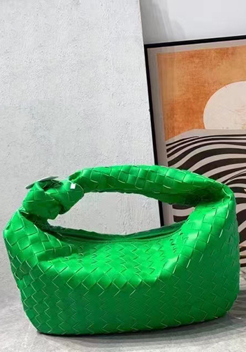 Dina Medium Knotted Intrecciato Leather Tote Parrot Green