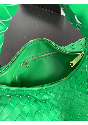 Dina Medium Knotted Intrecciato Leather Tote Parrot Green