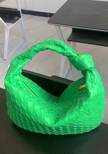 Dina Medium Knotted Intrecciato Leather Tote Parrot Green
