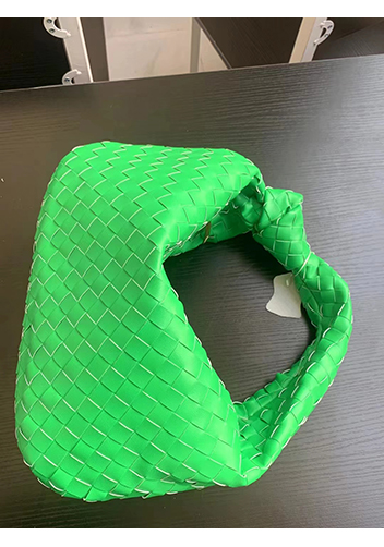 Dina Medium Knotted Intrecciato Leather Tote Parrot Green