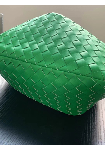 Dina Medium Knotted Intrecciato Leather Tote Parrot Green