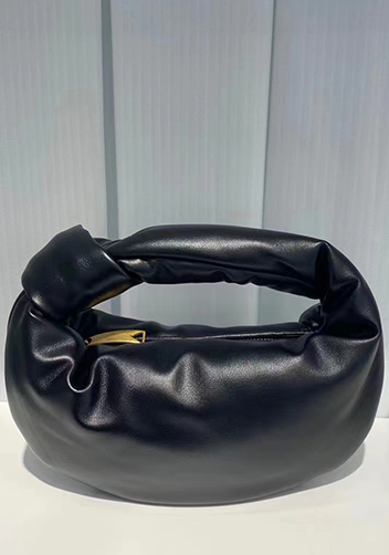 Dina Small Knotted Smooth Leather Tote Black