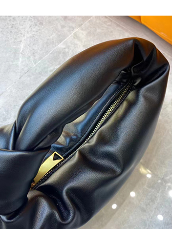 Dina Small Knotted Smooth Leather Tote Black