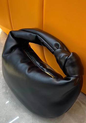Dina Small Knotted Smooth Leather Tote Black