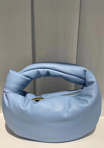 Dina Small Knotted Smooth Leather Tote Blue