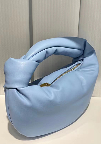 Dina Small Knotted Smooth Leather Tote Blue