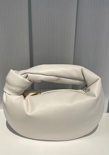 Dina Small Knotted Smooth Leather Tote Cream