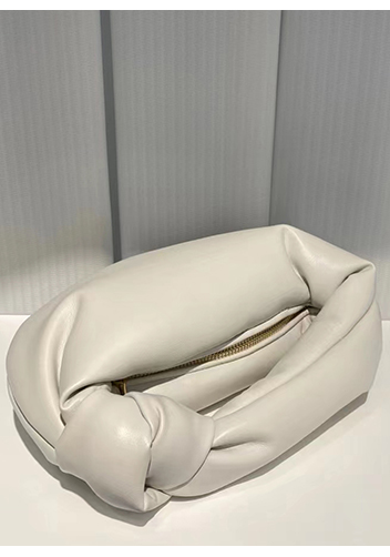 Dina Small Knotted Smooth Leather Tote Cream