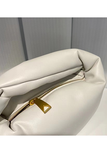 Dina Small Knotted Smooth Leather Tote Cream