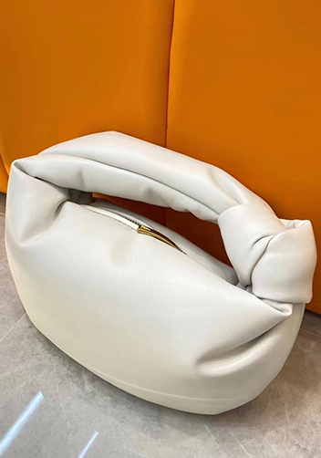 Dina Small Knotted Smooth Leather Tote Cream