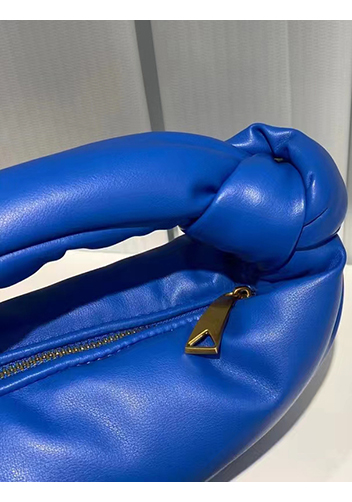 Dina Small Knotted Smooth Leather Tote Electric Blue