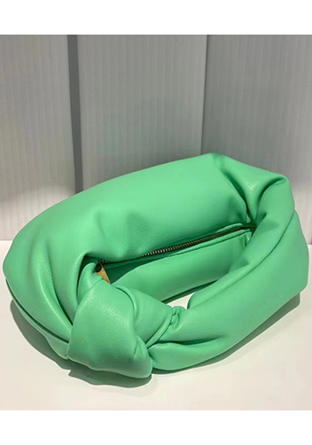 Dina Small Knotted Smooth Leather Tote Green
