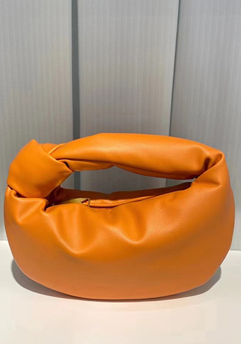 Dina Small Knotted Smooth Leather Tote Orange