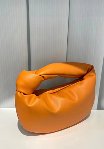 Dina Small Knotted Smooth Leather Tote Orange