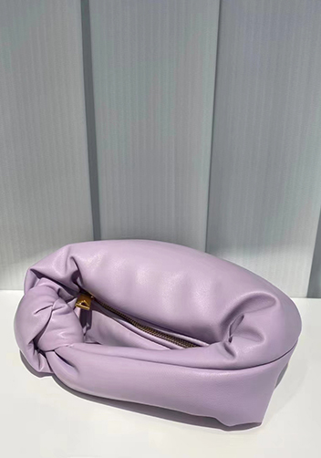 Dina Small Knotted Smooth Leather Tote Purple
