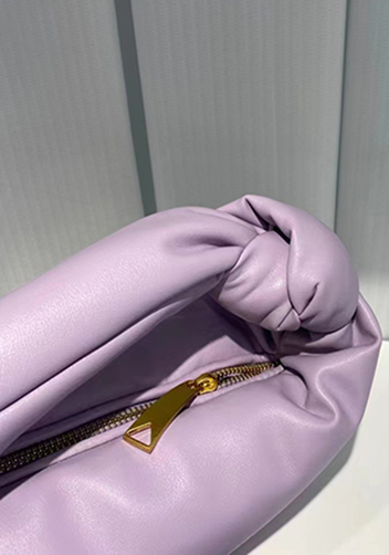 Dina Small Knotted Smooth Leather Tote Purple