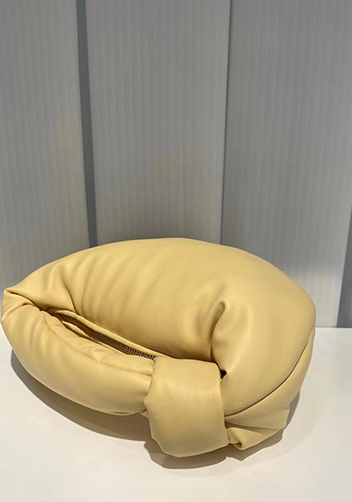 Dina Small Knotted Smooth Leather Tote Yellow