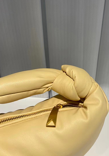 Dina Small Knotted Smooth Leather Tote Yellow