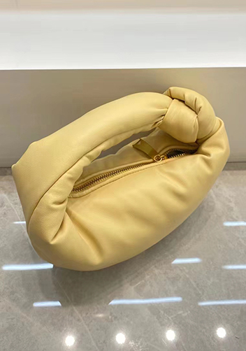 Dina Small Knotted Smooth Leather Tote Yellow