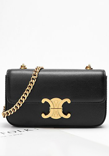 Yuga Leather Chain Shoulder Bag Black