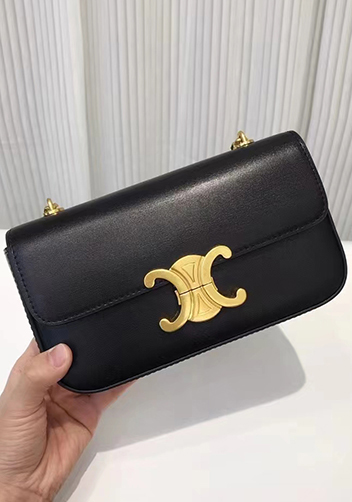 Yuga Leather Chain Shoulder Bag Black