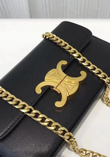Yuga Leather Chain Shoulder Bag Black