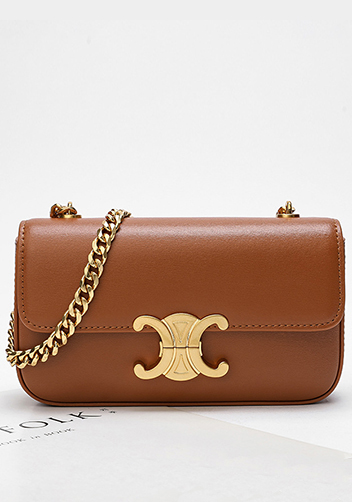 Yuga Leather Chain Shoulder Bag Camel