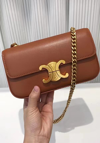 Yuga Leather Chain Shoulder Bag Camel