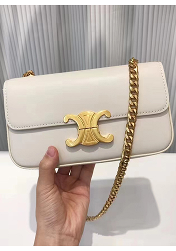 Yuga Leather Chain Shoulder Bag Cream