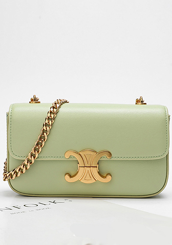 Yuga Leather Chain Shoulder Bag Green