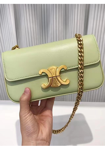 Yuga Leather Chain Shoulder Bag Green
