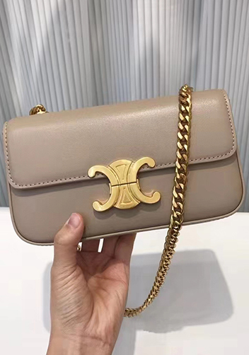 Yuga Leather Chain Shoulder Bag Grey