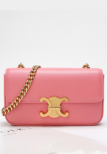 Yuga Leather Chain Shoulder Bag Pink