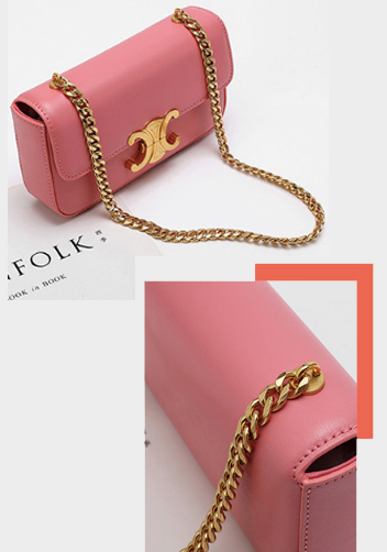 Yuga Leather Chain Shoulder Bag Pink