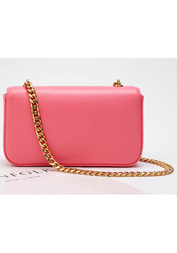 Yuga Leather Chain Shoulder Bag Pink