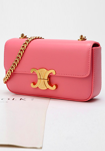 Yuga Leather Chain Shoulder Bag Pink